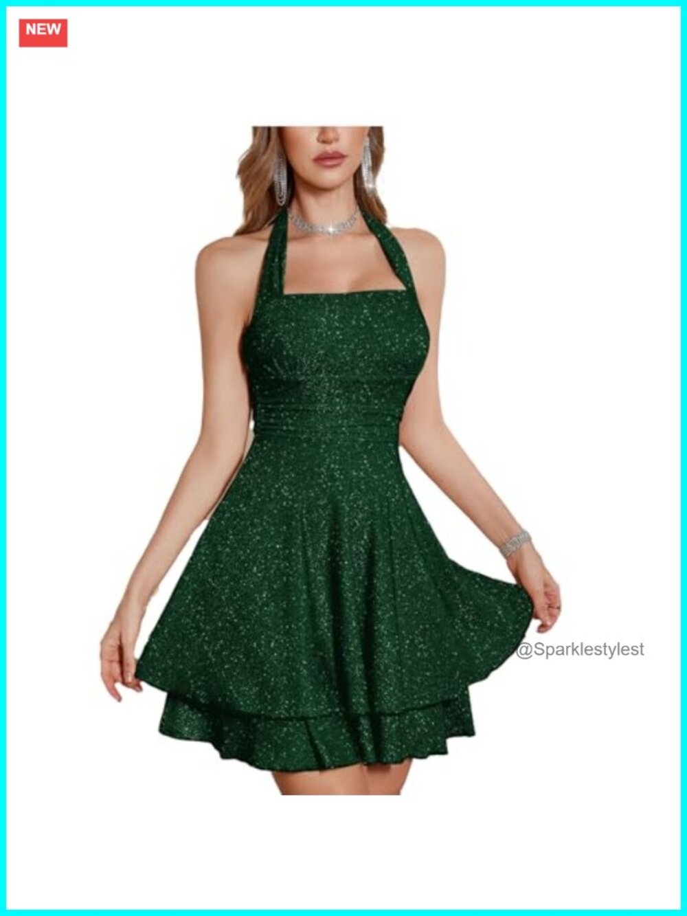Sequin Halter Dress Sleeveless Backless Cocktail Party Clubwear